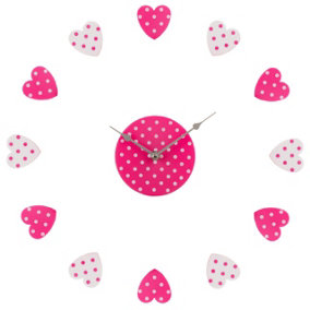 Interiors by Premier Pink and White Heart Plastic DIY Wall Clock