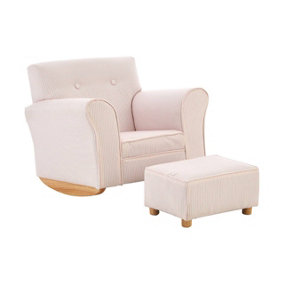 Interiors by Premier Pink and White Stripe Rocker with Footstool for Kids, Velvet Stool, Adjustable Sofa Footstool, Ergonomic Sofa