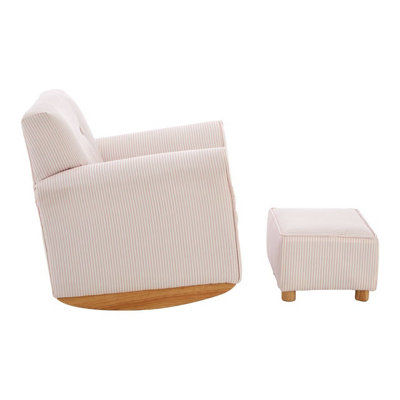 Interiors by Premier Pink and White Stripe Rocker with Footstool for Kids, Velvet Stool, Adjustable Sofa Footstool, Ergonomic Sofa