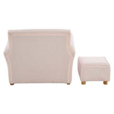 Interiors by Premier Pink and White Stripe Rocker with Footstool for Kids, Velvet Stool, Adjustable Sofa Footstool, Ergonomic Sofa