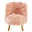 Interiors by Premier Pink Faux Fur Chair, Backrest Indoor Accent Chair, Easy to Clean Small Lounge Chair