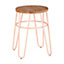 Interiors by Premier Pink Metal and Elm Wood Round Stool, Small Hairpin Stool, Versatile Metal Stool for Home, Office, Lounge