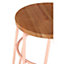 Interiors by Premier Pink Metal and Elm Wood Round Stool, Small Hairpin Stool, Versatile Metal Stool for Home, Office, Lounge