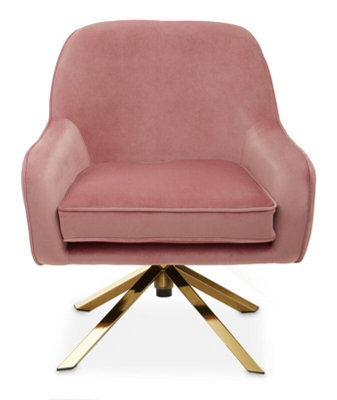 Interiors by Premier Pink Velvet Arm Chair, Luxury Velvet Upholstered Accent Chair, Comfortable Armchair for Home, Office