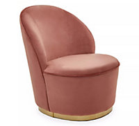 Interiors by Premier Pink Velvet Base Chair with Golden Base, Complete Velvet Upholstery of Lounge Chair for Living Room