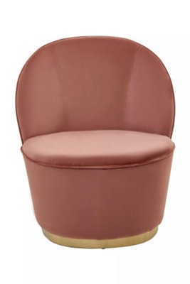 Interiors by Premier Pink Velvet Base Chair with Golden Base, Complete Velvet Upholstery of Lounge Chair for Living Room
