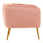 Interiors by Premier Pink Velvet Chair with Gold Finish Legs, Back & Armrest Dining Chair, Easy to Clean Armchair