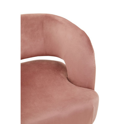 Interiors by Premier Pink Velvet Chair with Gold Finish Metal Legs, Backrest Dining Chair, Easy to Clean Armchair