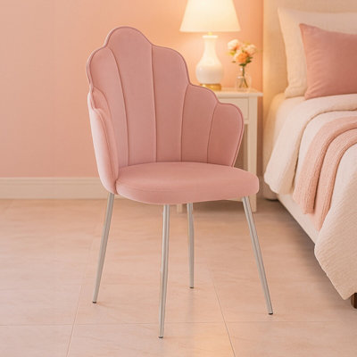 Interiors by Premier Pink Velvet Dining Chair, Backrest Pink Accent