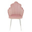 Interiors by Premier Pink Velvet Dining Chair, Backrest Pink Accent Chair with Chrome Legs