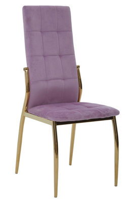 Interiors by Premier Pink Velvet Dining Chair, Modern Dining Accent Chair, Pink & Gold Velvet Upholstered Dining Chair for Home