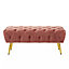 Interiors by Premier Pink Velvet Footstool Bench, Ottoman Footstool with Soft Upholstery, Gold Finish Leg Velvet Pouffe for Home