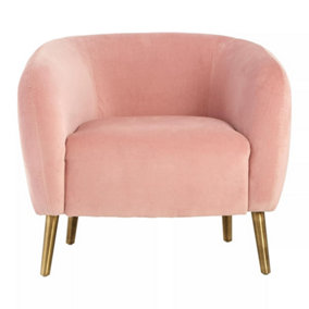 Interiors by Premier Pink Velvet Round Armchair, Built to Last Lounge Chair, Easy to Maintain Living Room Chair, Reliable chair