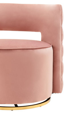 Interiors by Premier Pink Velvet Swivel Arm Chair, Comfortable Arm Chair with 360 Rotation, Contemporary Velvet Chair for Home