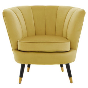 Interiors by Premier Pistachio Velvet Chair with Black Wood & Gold Finish Legs, Backrest Armchair, Easy to Clean Dining Chair