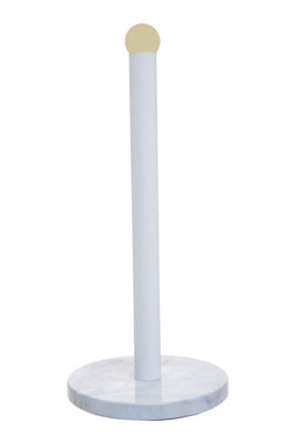 Interiors By Premier Practical Design White Marble Effect Kitchen Roll Holder, Stylish Kitchen Roll Holder, One Handed Use Holder