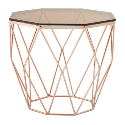 Interiors by Premier Practical End Table With Rose Gold Base, Versatile Sitting Room Side Table, Stunning Lounge Room Table