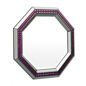 Interiors by Premier Purple and Mirrored Glass Octagonal Mirror