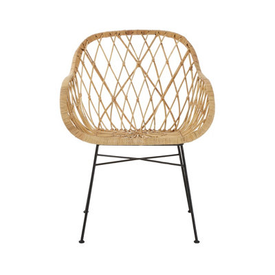 Interiors by Premier Rattan Chair, Easy to Clean Outdoor Chair, Backrest Rattan Office Chair, Eco-friendly Garden Outdoor Chair