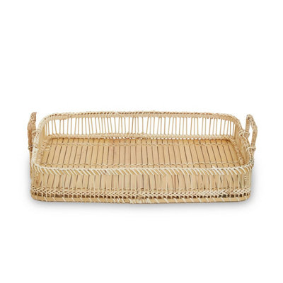 Interiors by Premier Rectangular Natural Rattan And Bamboo Tray