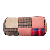 Interiors by Premier Red patchwork Bolster Cushion, Long Bolster Pillow for Bed, Sofa, Comforting Rolled Pillow Cushion