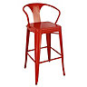 Interiors by Premier Red Powder Coated Metal Cubic Bar Chair with Arms