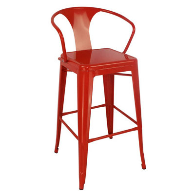 Interiors by Premier Red Powder Coated Metal Cubic Bar Chair with Arms ...