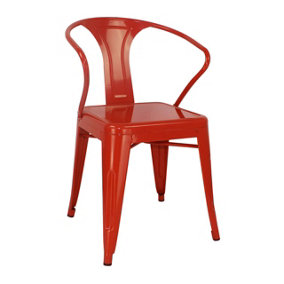 Interiors by Premier Red Powder Coated Metal Cubic Chair with Arms