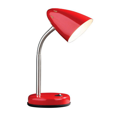 Interiors by Premier Red Table Lamp for Work Desk, Desk Lamp with Conical Lamp Head, Long Lasting Iron Bedside Lamp