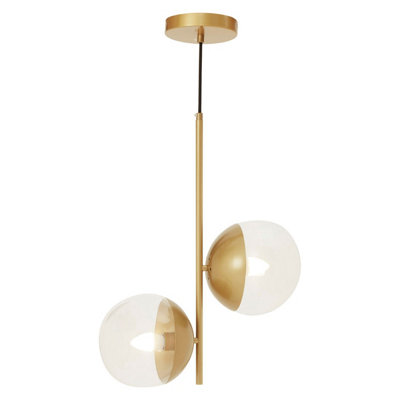 Interiors by Premier Revive Gold Finish 2 Shades Pendant Light