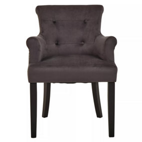 Interiors by Premier Ringback Grey Velvet Armchair for Living Room, Classic Indoor Chair with Tufting, Angular Wooden Leg Chair