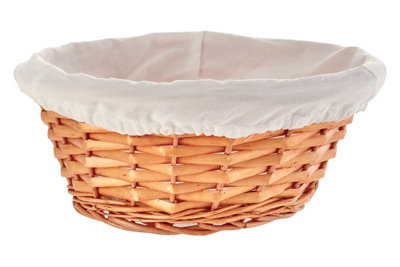 Interiors By Premier Round Basket With Cream Inner,Lightweight Handwoven Willow Basket,Strong Rustic Basket For Everyday Use