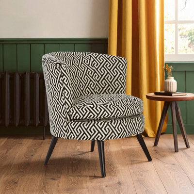 Interiors by Premier Round Black and White Round Armchair, Accent Chair ...