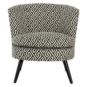 Interiors by Premier Round Black and White Round Armchair, Accent Chair for Living Room, Accent Lounge Chair for Home
