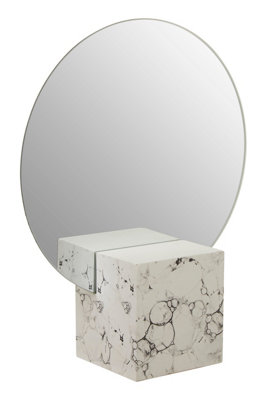 Interiors By Premier Round Mirror, Unique White Marble Base, Minimalist Wall Mirror, Compact Design, Ideal for Modern Spaces