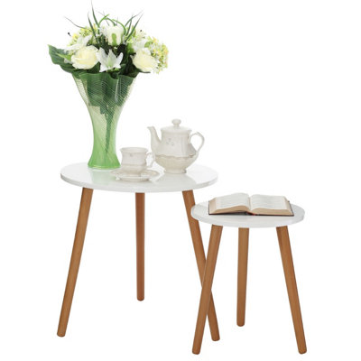 Interiors by Premier Round Nest of 2 Tables, Gloss Finish Nesting Table, Versatile Coffee Tables, Small Tables for Living Room