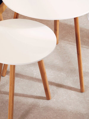 Interiors by Premier Round Nest of 2 Tables, Gloss Finish Nesting Table, Versatile Coffee Tables, Small Tables for Living Room