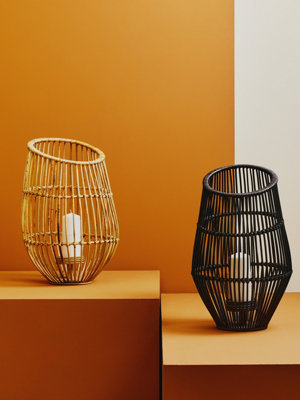 Interiors by Premier Rounded Design Lantern, Modern Black Candlestick ...