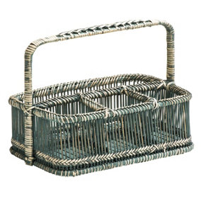 Interiors by Premier Rustic Grey Washed Rectangular Caddy Basket