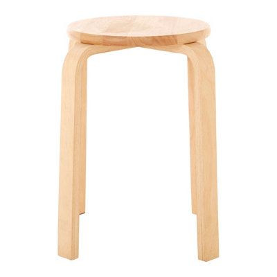 Interiors By Premier Rustic Tropical Hevea Wood Stacking Stool, Stackable Kitchen Stool For Breakfast, Durable Counter Stool