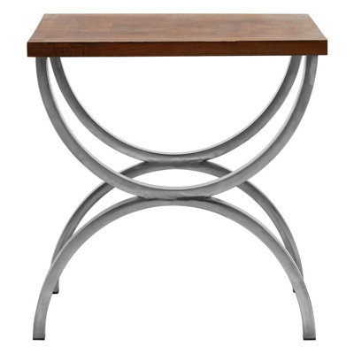 Interiors by Premier Rustic Wood Top Side Table, Modern Rectangular Side Table, Wood and Metal End Table, Wooden Side Table