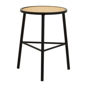 Interiors By Premier Seating Rattan Seat Stool, Sturdy And Stable Kitchen Stool, Versatile And Durable Modern Metal Bar Stool