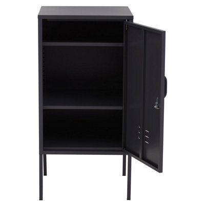 Interiors By Premier Secured Storage Of One Door Black Locker, Versatile Shelving Locker, Sleek And Sturdy Slim Locker With Handle