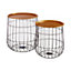Interiors by Premier Set Of 2 Black Wire Basket Tables