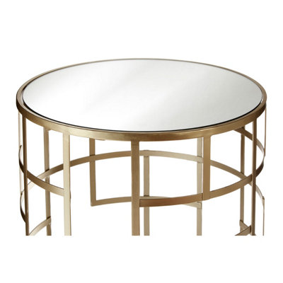 Interiors By Premier Set Of 2 Champagne Frame Tables,Art Deco Inspired End Tables,Asymmetrical Geometric Design Nesting Tables