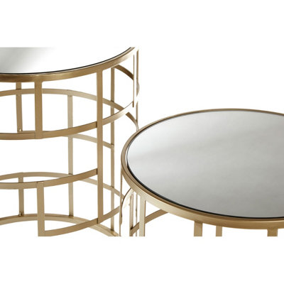 Interiors By Premier Set Of 2 Champagne Frame Tables,Art Deco Inspired End Tables,Asymmetrical Geometric Design Nesting Tables