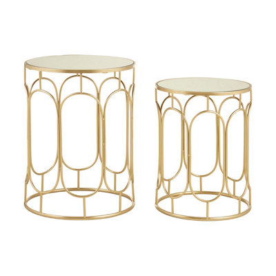 Interiors By Premier Set Of 2 Champagne Metal Side Tables,Nestable Metallic Bedside Table,Contemporary Small Tables,Accent Tables