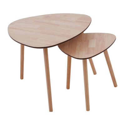 Interiors by Premier Set of 2 Nesting Tables, Wood Nest of Tables With Three Legs, Sleek And Sturdy Side Tables For Living Room