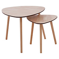 Interiors by Premier Set of 2 Nesting Tables, Wood Nest of Tables with Three Legs, Sturdy Side Tables for Home, Living Room