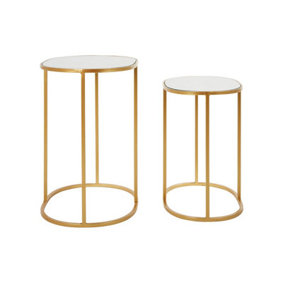 Interiors By Premier  Set of 2 Oval Side Tables, Nesting Tables,Gold Side Tables With Mirrored Tops,End Tables,Luxe Accent Tables
